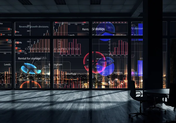Kancelář interiér s grafy a diagramy — Stock fotografie