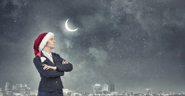 Businesswoman in Santa hat — Stock Photo, Image