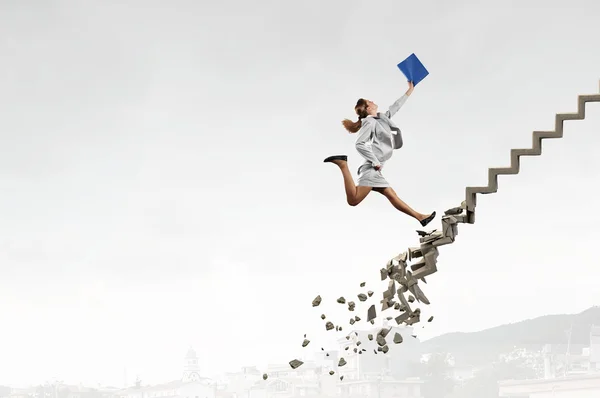 Up the career ladder overcoming challenges — Stock Photo, Image