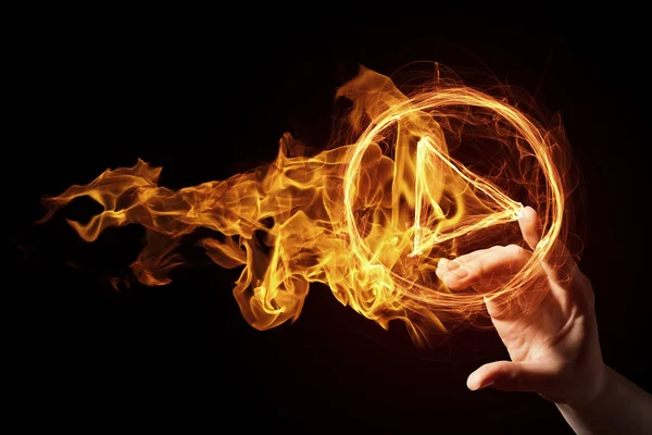Fire play icon — Stock Photo, Image