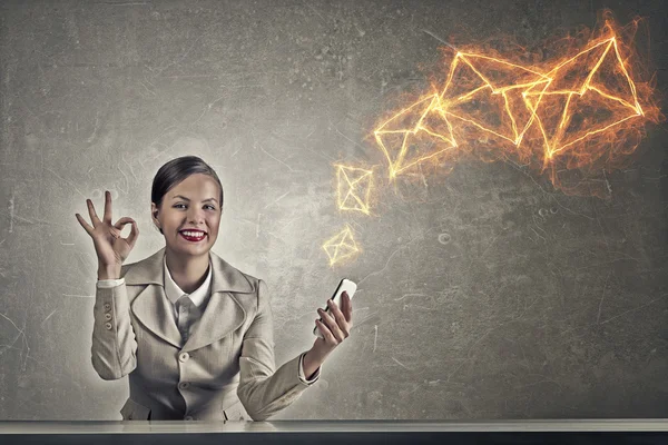 Attractive businesswoman in grunge style — Stock Photo, Image