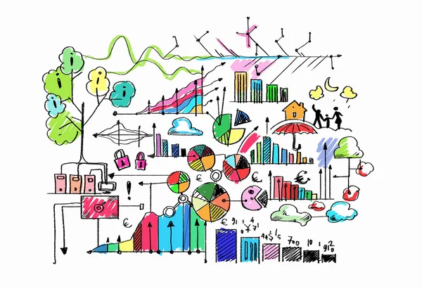 Bunte Infografiken auf weißem Hintergrund — Stockfoto