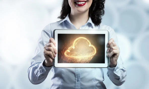 Concetto di cloud computing e connessione — Foto Stock