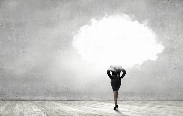 Cloud headed woman — Stock Photo, Image