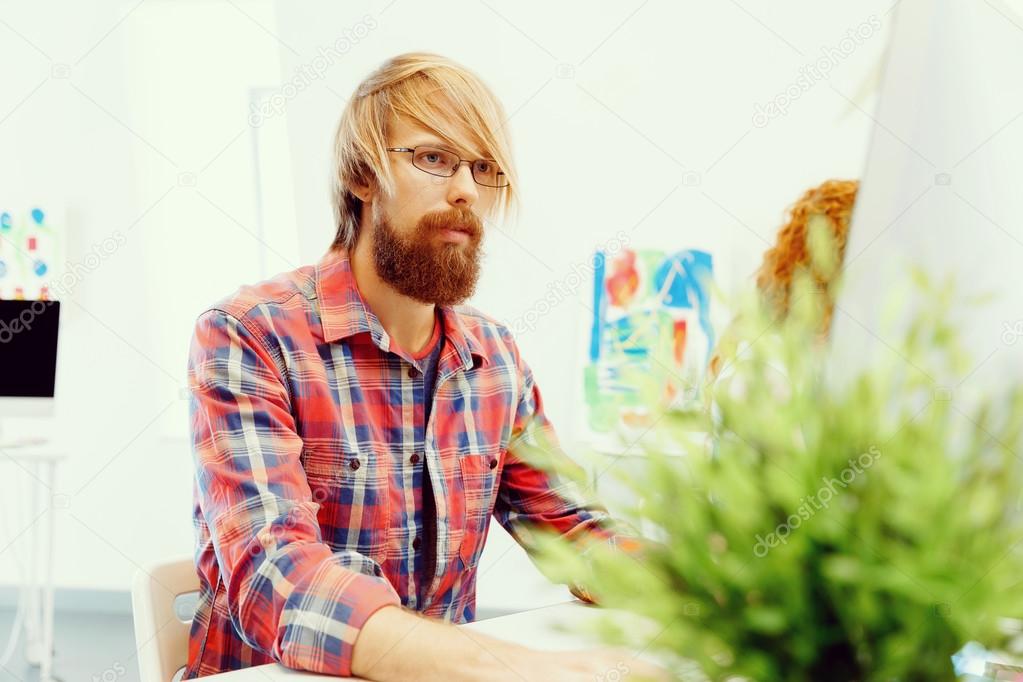 Handsome businessman in office