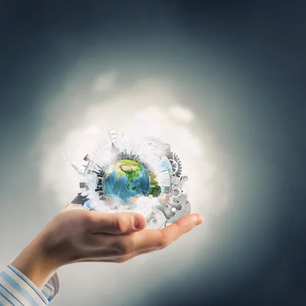 Future of our planet in your hands — Stock Photo, Image