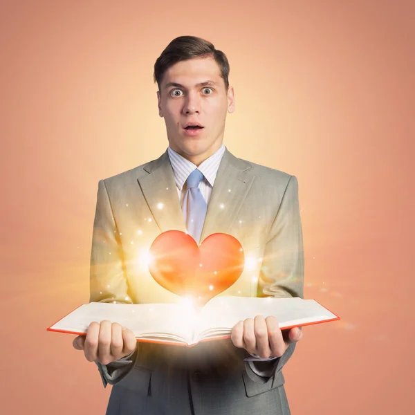 Man with opened book — Stock Photo, Image