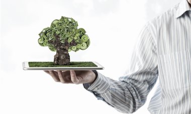 Adam yeşil kavram tablete sunulması