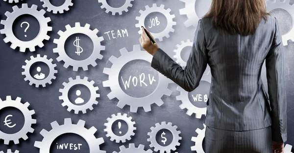 Woman presenting teamwork concept — Stock Photo, Image