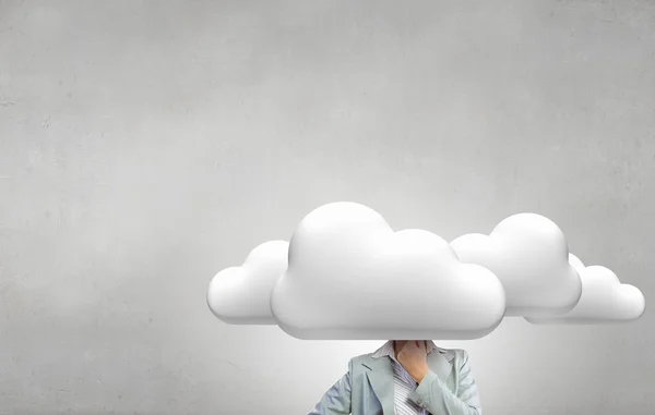 Cloud headed woman — Stock Photo, Image