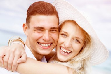 plaj romantik genç Çift