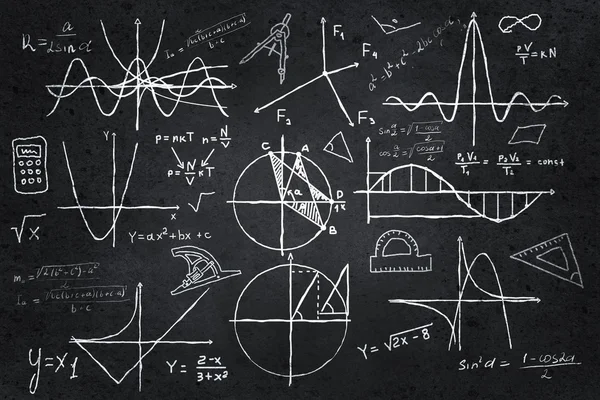 Desenhos matemáticos em quadro-negro — Fotografia de Stock