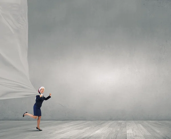 Santa mujer con bandera blanca — Foto de Stock