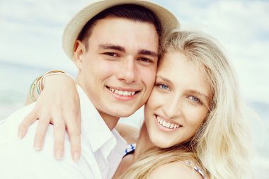 plaj romantik genç Çift