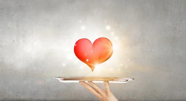 Red heart on tray — Stock Photo, Image