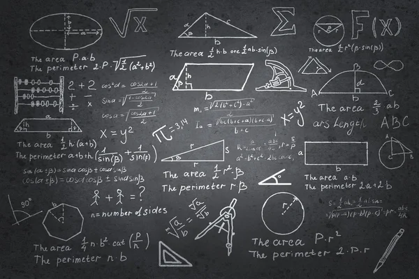 黑板上的数学草图 — 图库照片