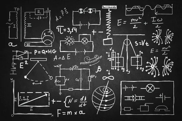 Natuurkunde formules aan boord — Stockfoto