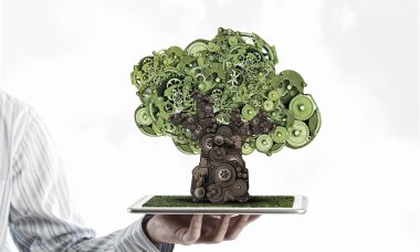 Adam yeşil kavram tablete sunulması
