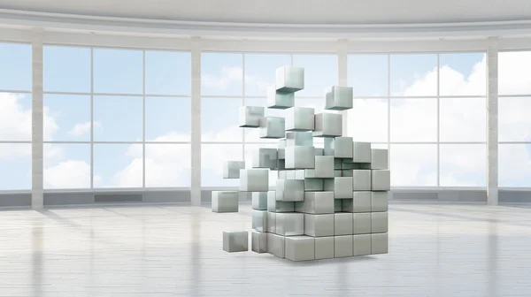 Куб фигура в элегантном интерьере — стоковое фото