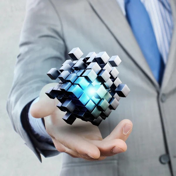 Cube in male hand — Stock Photo, Image