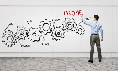 İşadamı sunan ekip çalışması kavramı