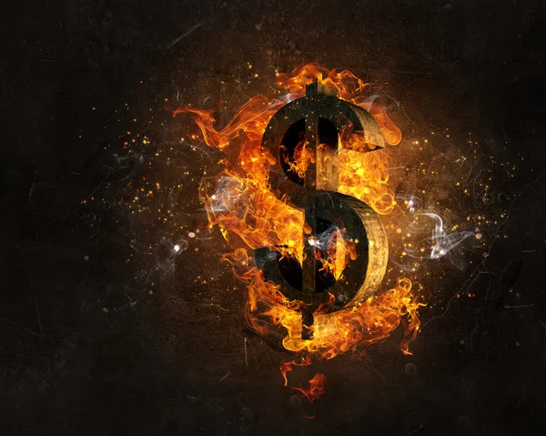 Dollar-Symbol im Feuer — Stockfoto