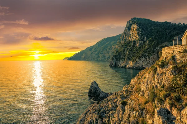 Pôr do sol em Porto Venere — Fotografia de Stock