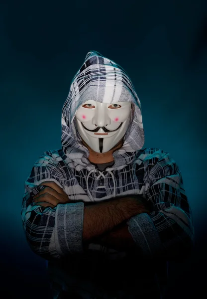 Anonymous mask man hacker — Stock Photo, Image