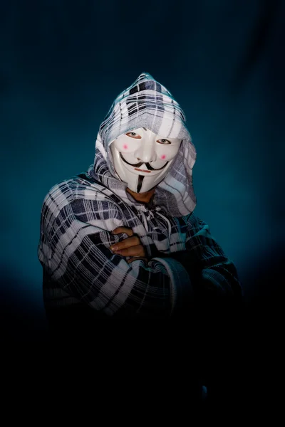 Anonymous mask man hacker — Stock Photo, Image