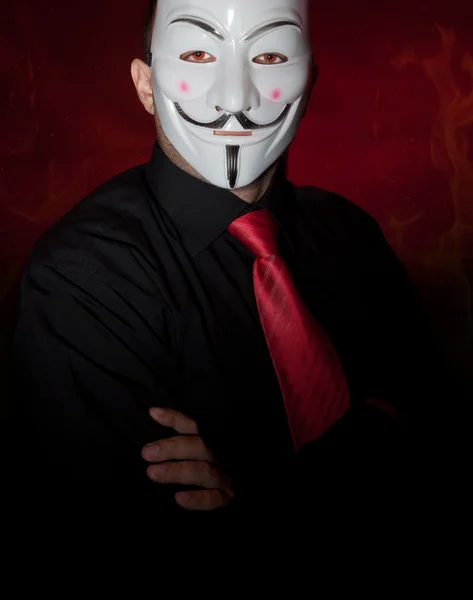 Anonymous mask man hacker — Stock Photo, Image