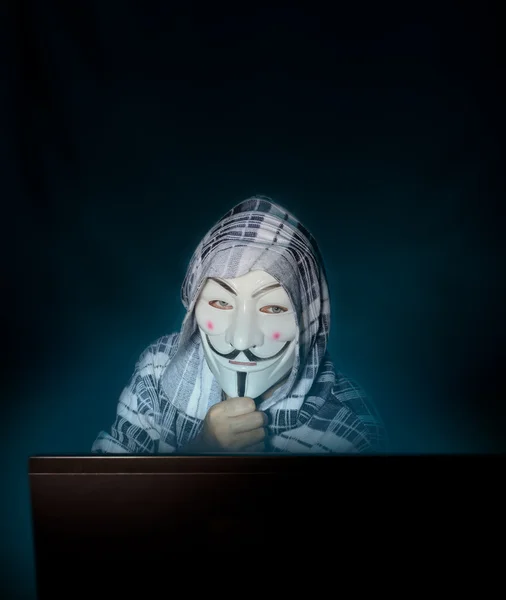 Anonymous mask man hacker — Stock Photo, Image