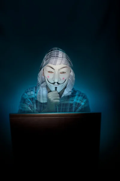 Anonymous mask man hacker — Stock Photo, Image