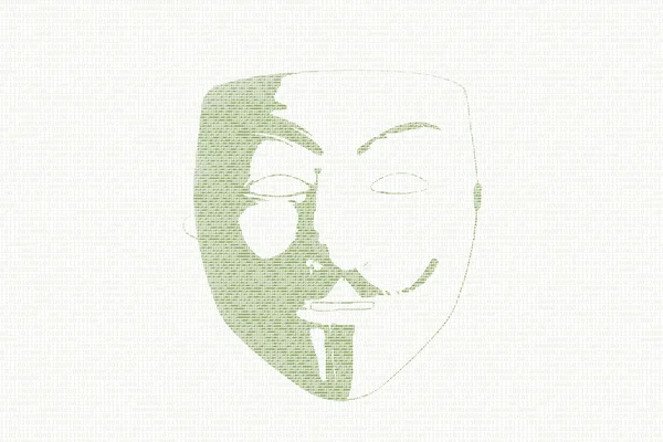 Máscara anónima como dígitos nulos y unos sobre blanco — Foto de Stock