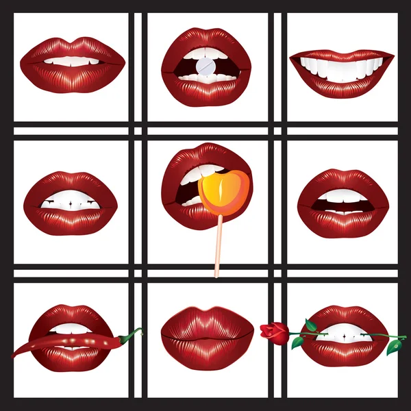 女性の赤い唇 — ストックベクタ