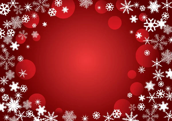 Cadre Hivernal Flocons Neige Sur Fond Rouge — Image vectorielle
