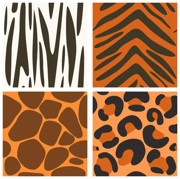 Collection of seamless animals skins textures — Stock vektor