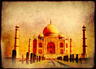 Kağıt doku ve Taj Mahal Grunge arka plan