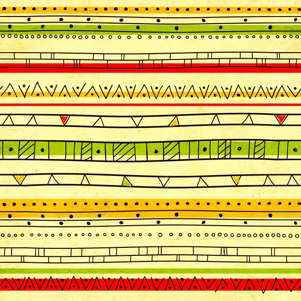 Naadloze textuur van oud papier en etniciteit patronen — Stockfoto