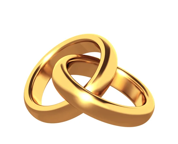 Dos anillo de bodas de oro 3d — Foto de Stock