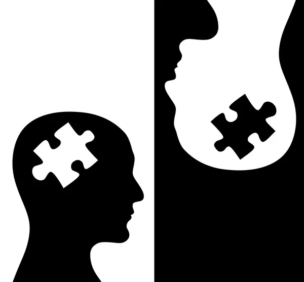 İki insan profilleri beyaz ve siyah renk — Stok fotoğraf