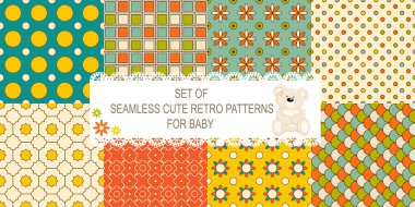 8 retro farklı vektör Dikişsiz desen koleksiyonu 