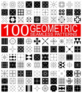100 farklı vektör geometrik Dikişsiz desen koleksiyonu 