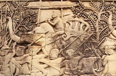 Duvar oyma Prasat Bayon Tapınağı, Angkor Wat kompleksi, Siem Re