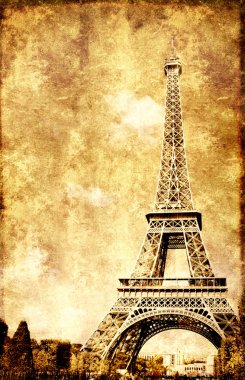 Kağıt doku ve landmark Paris Grunge arka plan