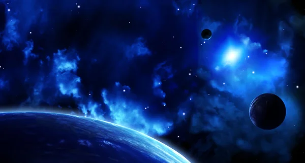 Escena espacial con planetas y nebulosa — Foto de Stock
