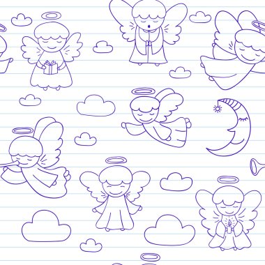 Seamless background with little angels clipart