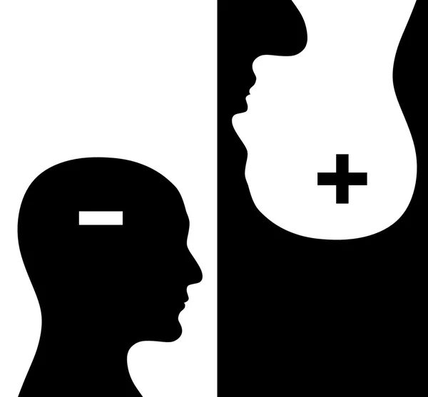 Two humans profiles of white and black colors — Stock Photo, Image
