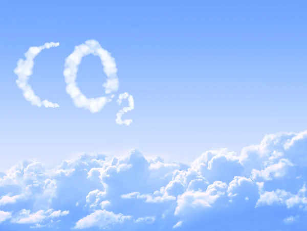 Symbool co2 afkomstig van wolken — Stockfoto