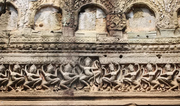 Duvar oyma Preah Khan Tapınağı, Angkor Wat kompleksi, Siem Reap — Stok fotoğraf