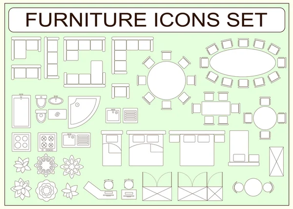 Set van eenvoudige meubels vector iconen als ontwerpelementen — Stockvector